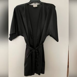 Black Satin Kimono Robe